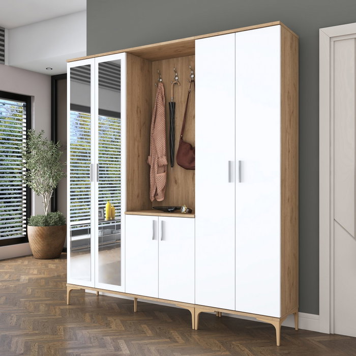 Hanah Home Soporte para el pasillo EA154 - 4498 Nogal y blanco Hanah Home Soporte para el pasillo EA154 - 4498 Nogal y blanco